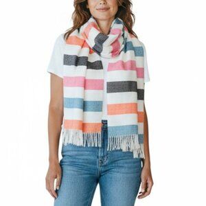 Gap Multi Color Striped Fringed Scarf